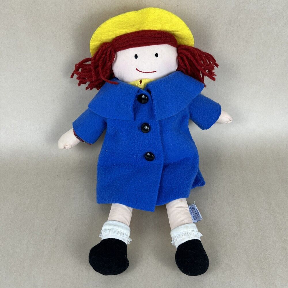 Vintage Madeline Doll Blue Coat Yellow Hat Stuffed Plush‎ 15 Inch 1994